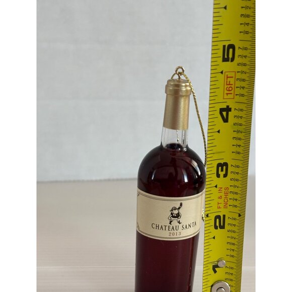 Chateau Santa 2013 Christmas Ornament Wine Bottle Design Red & Gold - Picture 2 of 3